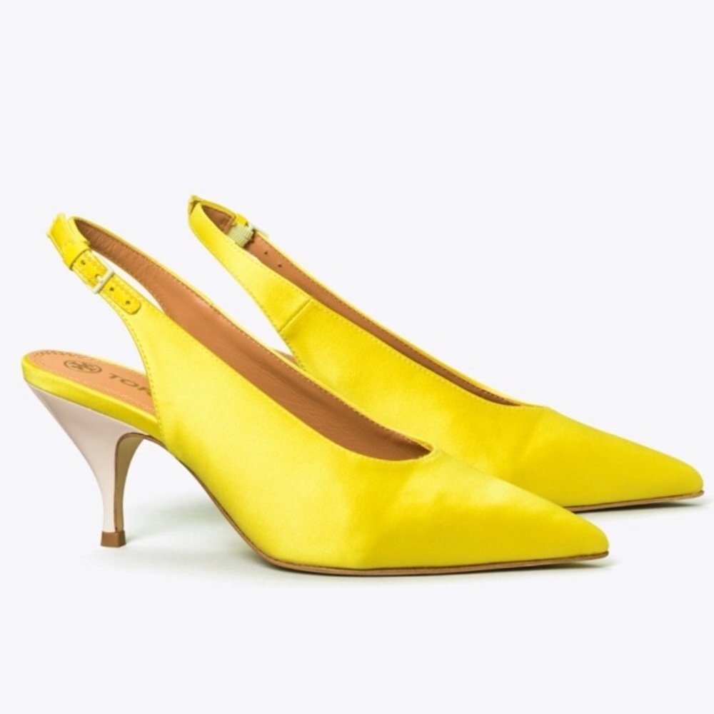 Bright Yellow Satin Slingback Pump | Tory Burch